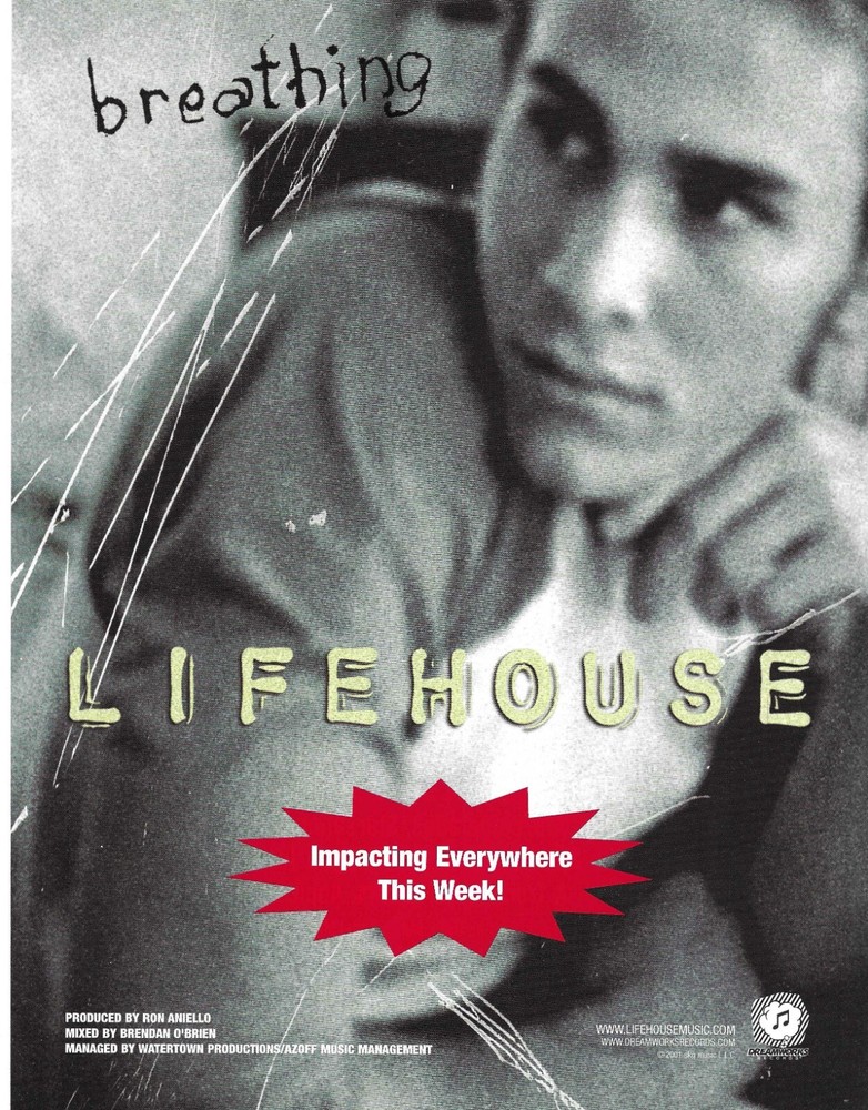 LIFEHOUSE Vintage 2001 Breathing PROMO TRADE AD Poster for Face MINT 8.5x11