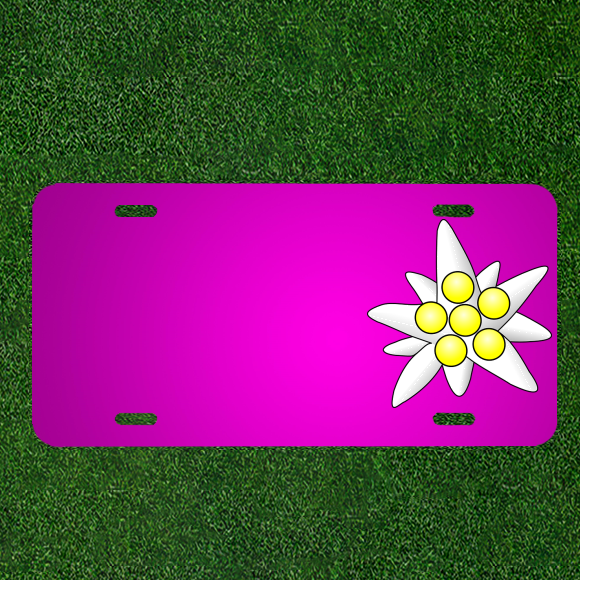 Custom White Yellow Flower Car License Plate with Personalized Names