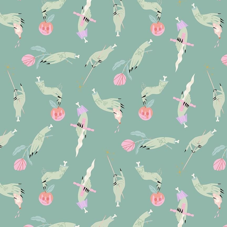 Dear Stella Harvest Moon STELLA DFG2820 Absinthe Witchy Hands  Cotton-image