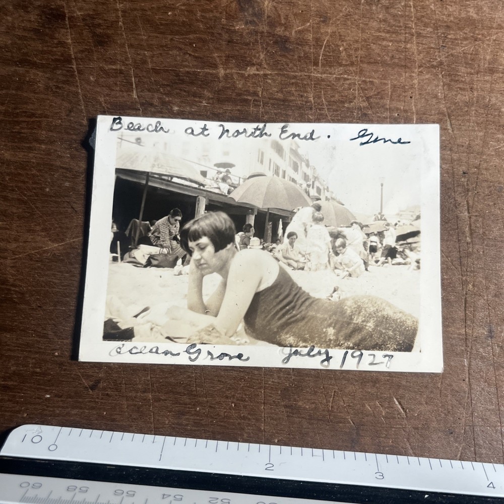 Vintage Photograph Snapshot Beach Seen North End Ocean Grove 1927 - A1