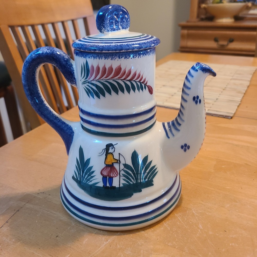 Vintage HB Henriot Quimper France Coffee Pot and Lid