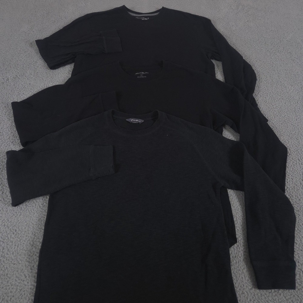 LOT OF 3 Eddie Bauer Shirt Mens L Black Resolution Legendwash Cotton Long Sleeve
