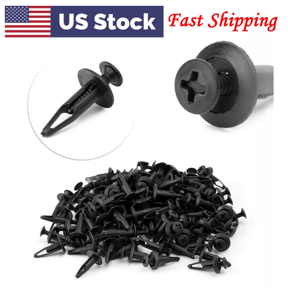 100pcs Plastic Push Type Rivet Retainer Fastener Bumper Clips For Ford Lincoln