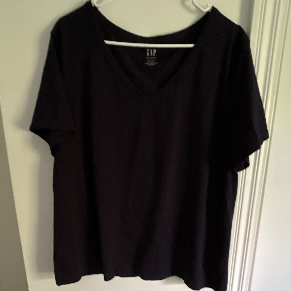 GAP Vintage Tee Men's XXL Tall Black V-Neck Short Sleeve Cotton Jersey T-Shirt