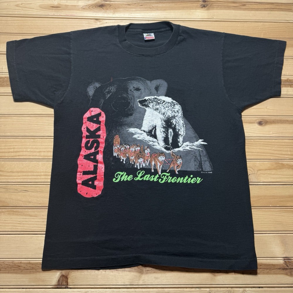 Vintage 90s 1990 Polar Bear Alaska Last Frontier Nature Bears Shirt Size Large