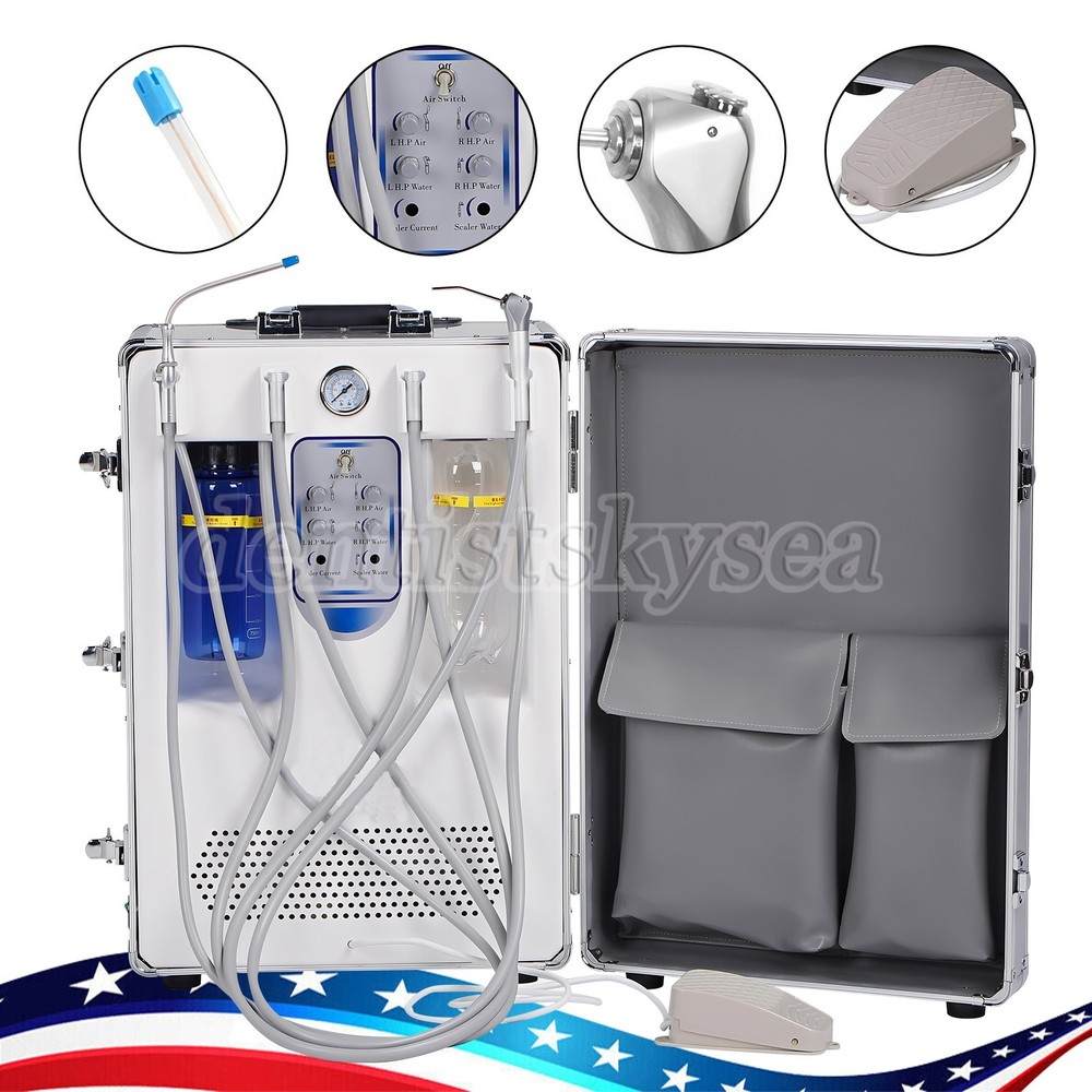 Dental Portable Mobile Delivery Unit System 4 Holes Air Compressor Suction Cart