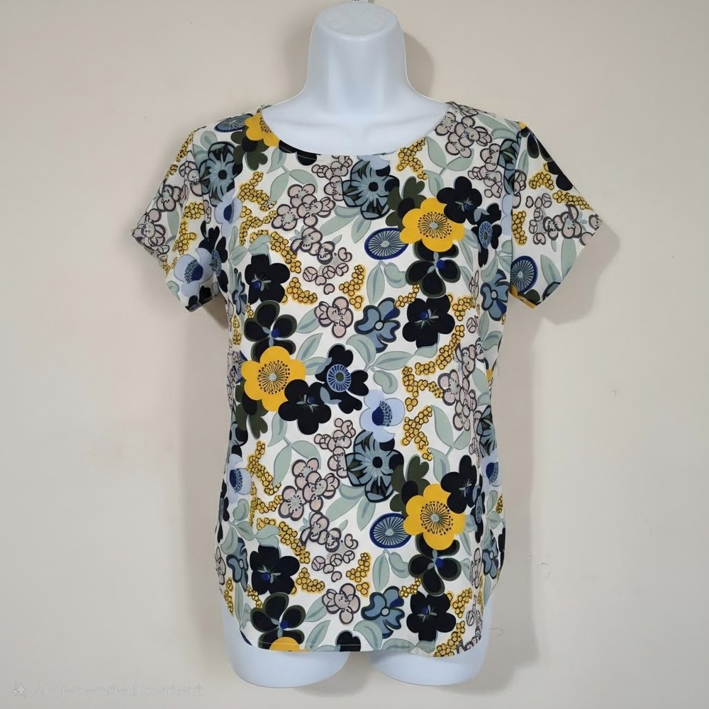 Ann Taylor Factory Women's Medium Multicolored Floral Top Short sleeve