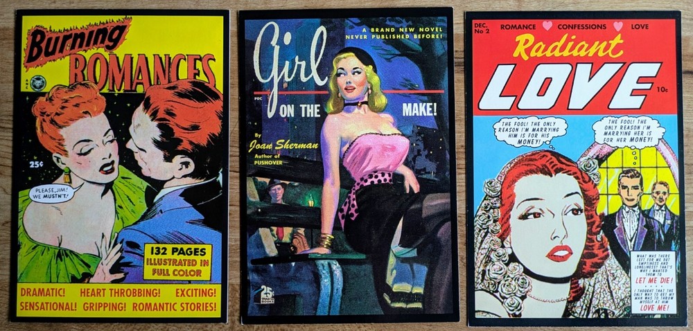 Lot of 3 1950s Romance Comic Pulp Covers Reprint Astounding Graphics Postcards