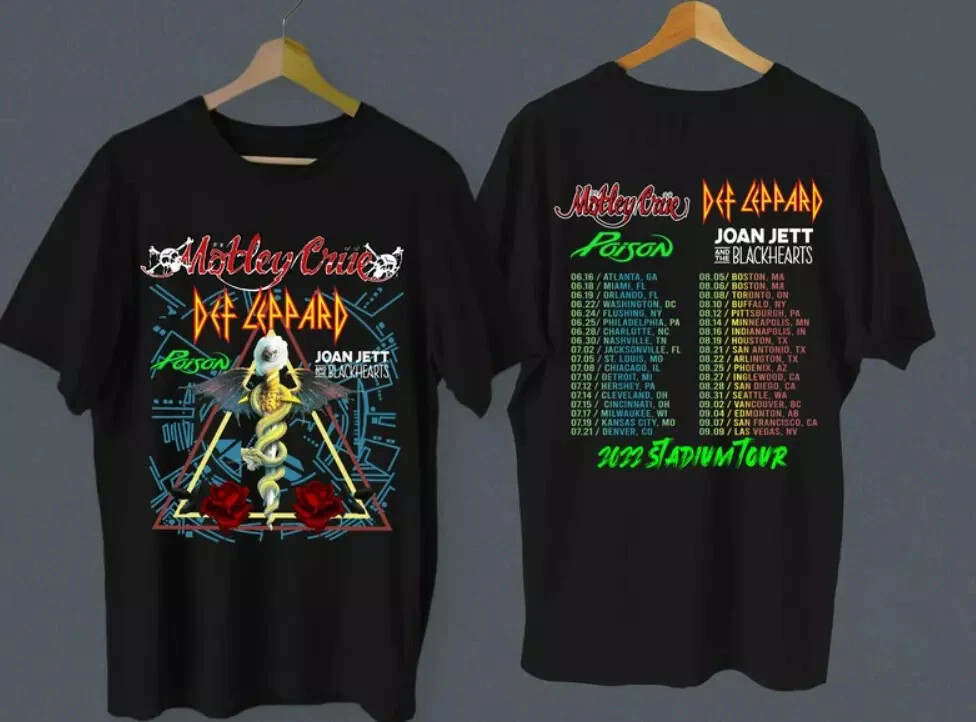 Motley Crue Def Leppard Poison Stadium Tour 2022 T-Shirt Rock Show Tee