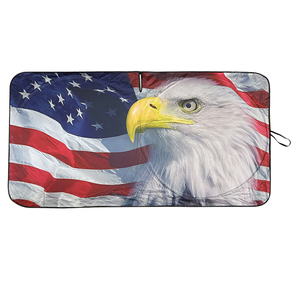 **Universal SUV Pickup Truck Windshield Sun Shade with US Flag Design**  