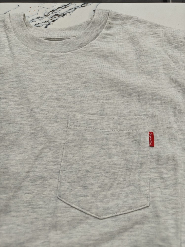 Supreme Pocket Tee Off White Grey Ivory Color Size Medium 100% Authentic