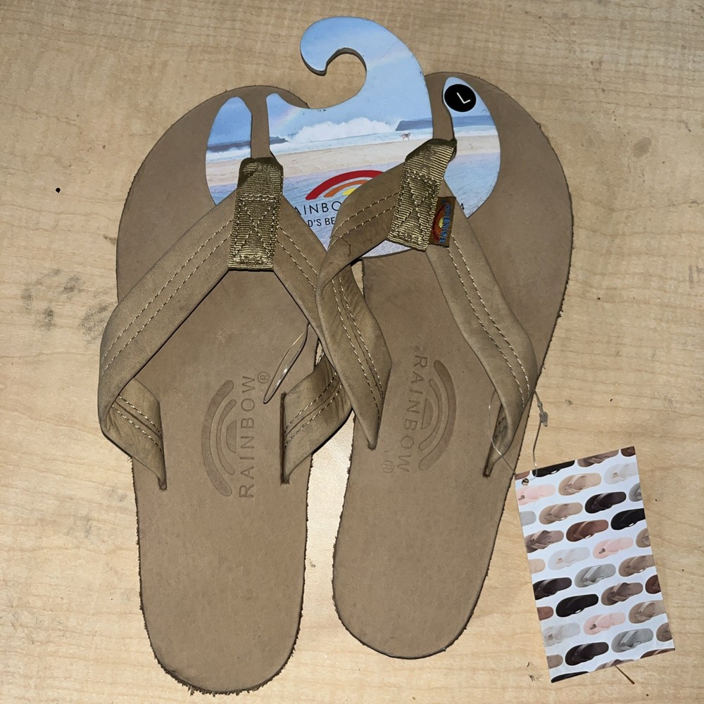 Rainbow Women's Size L 7.5-8.5 Single Layer Sierra Leather Sandals