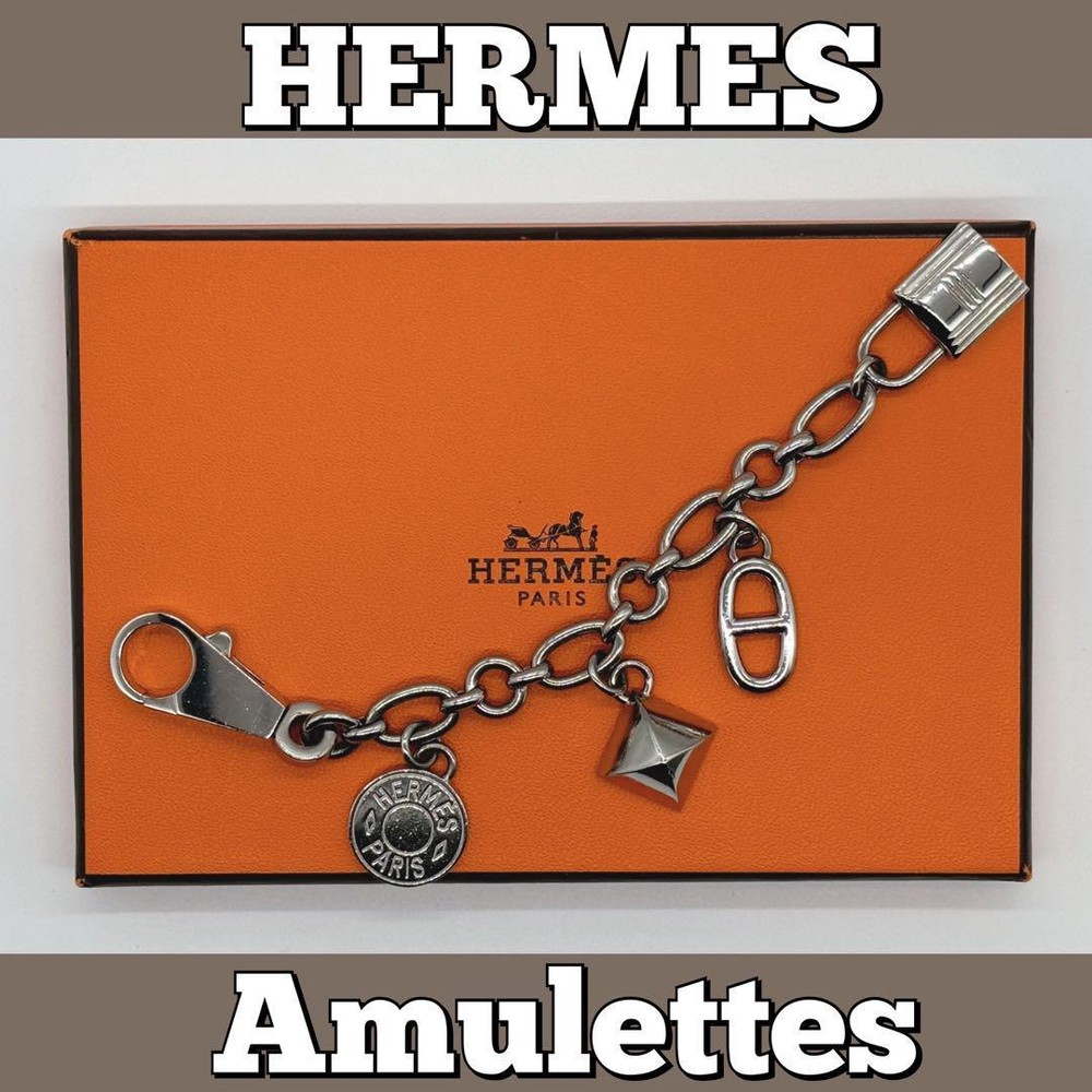 Hermes Silver Amulette 4 Olga Cadena Selle Serie Chaine d'ancre Bag Charm Item