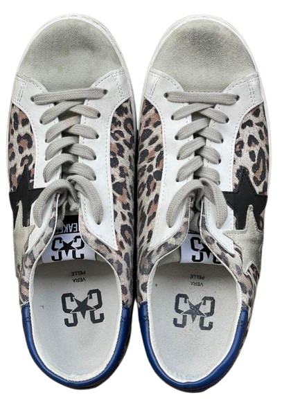 Golden Goose 2Star Leopard Print Superstar Sneakers Men 25.5cm US 8