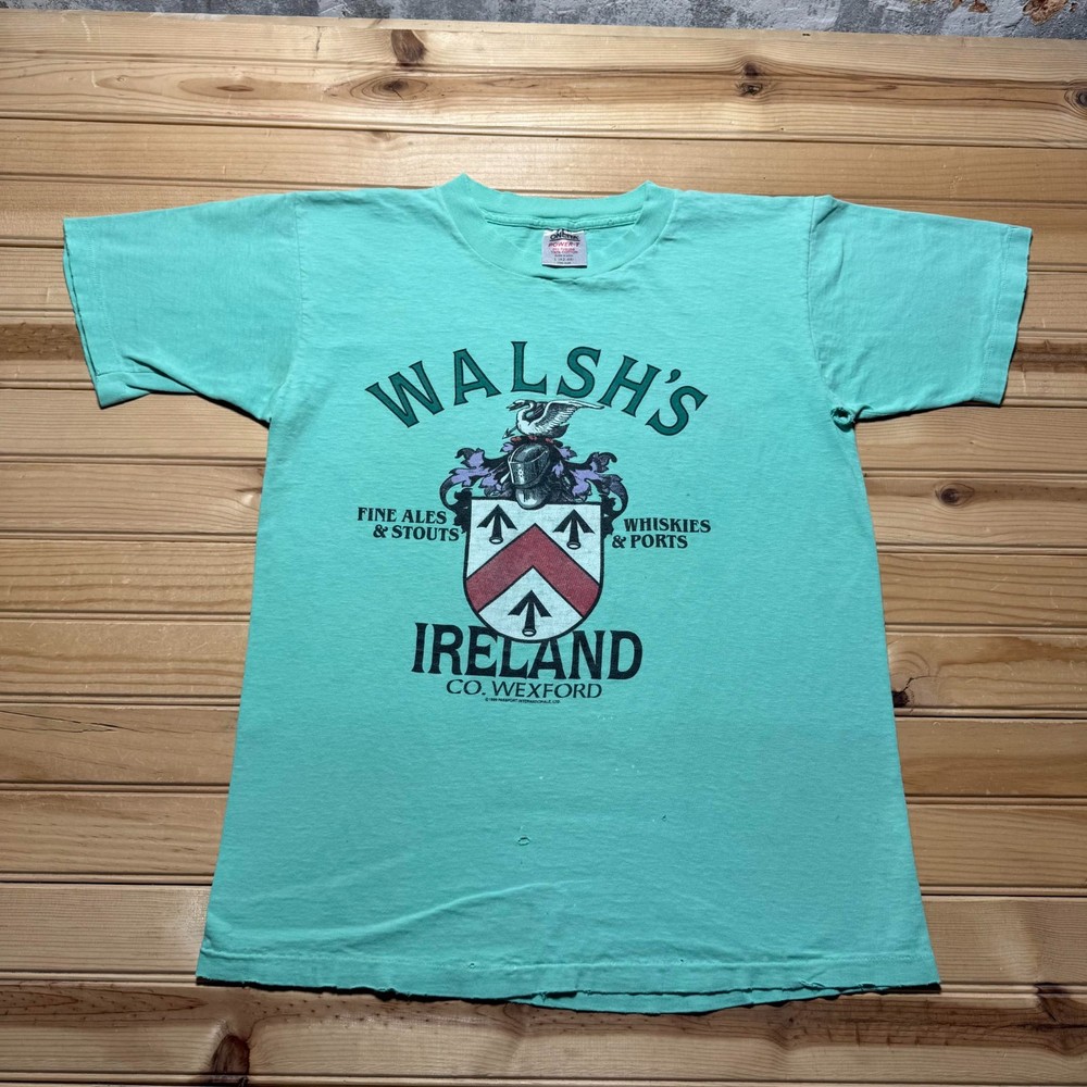 Vintage 1989 Walsh's Fine Ales Whiskeys Liqueur Ireland Wexford Shirt USA Large