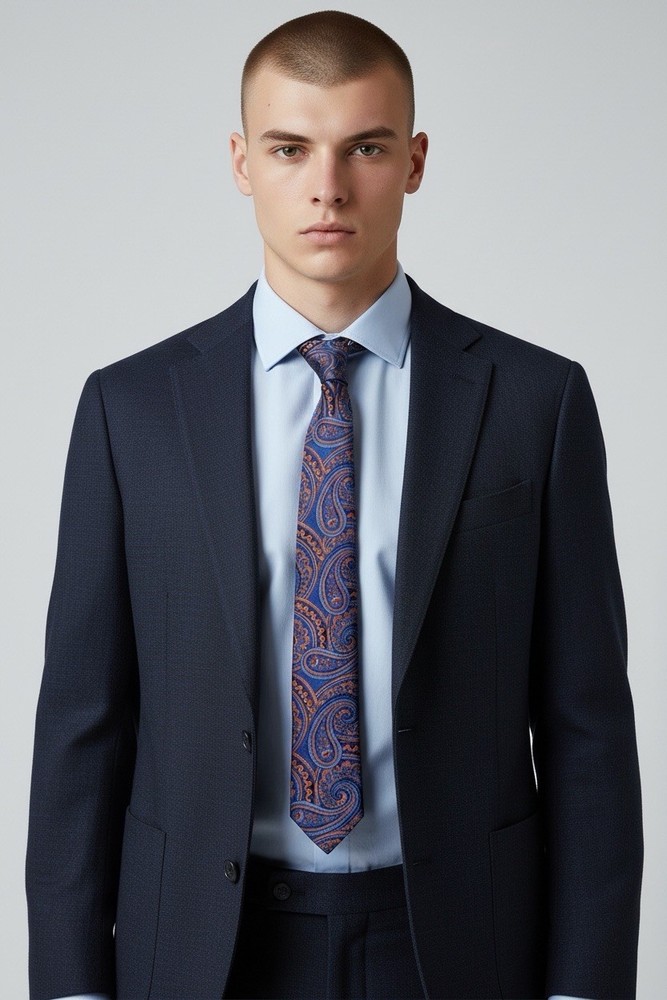 Ted Baker London Men’s Blue Orange Paisley Necktie 100% Silk