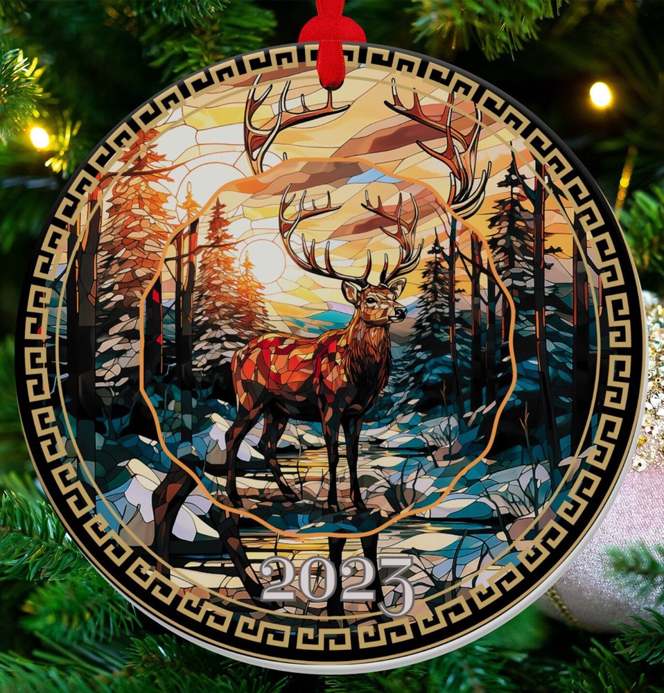 Ceramic Deer Ornament Reindeer Ornament Christmas Decoration Holiday Gift Idea