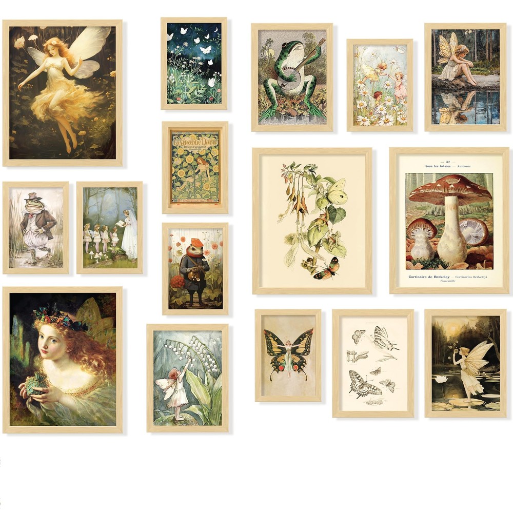 Fairy Art Print Set Cottagecore Aesthetic Decor Framed Wall Posters 16pc