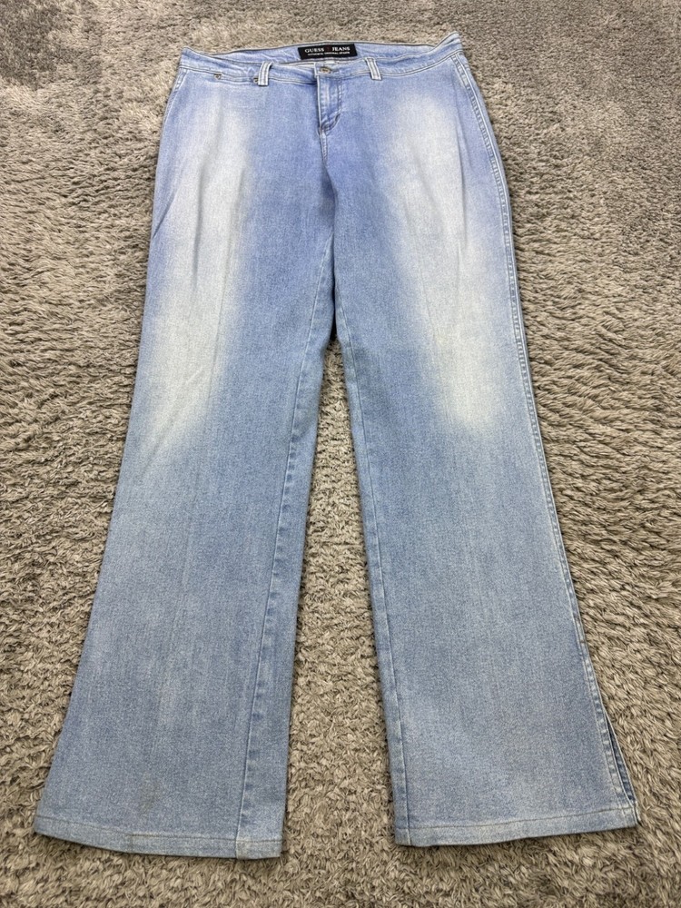 Vtg Guess Jeans 32x31 Flare Bootcut High Rise Light Wash Y2k 90s USA Denim Pants