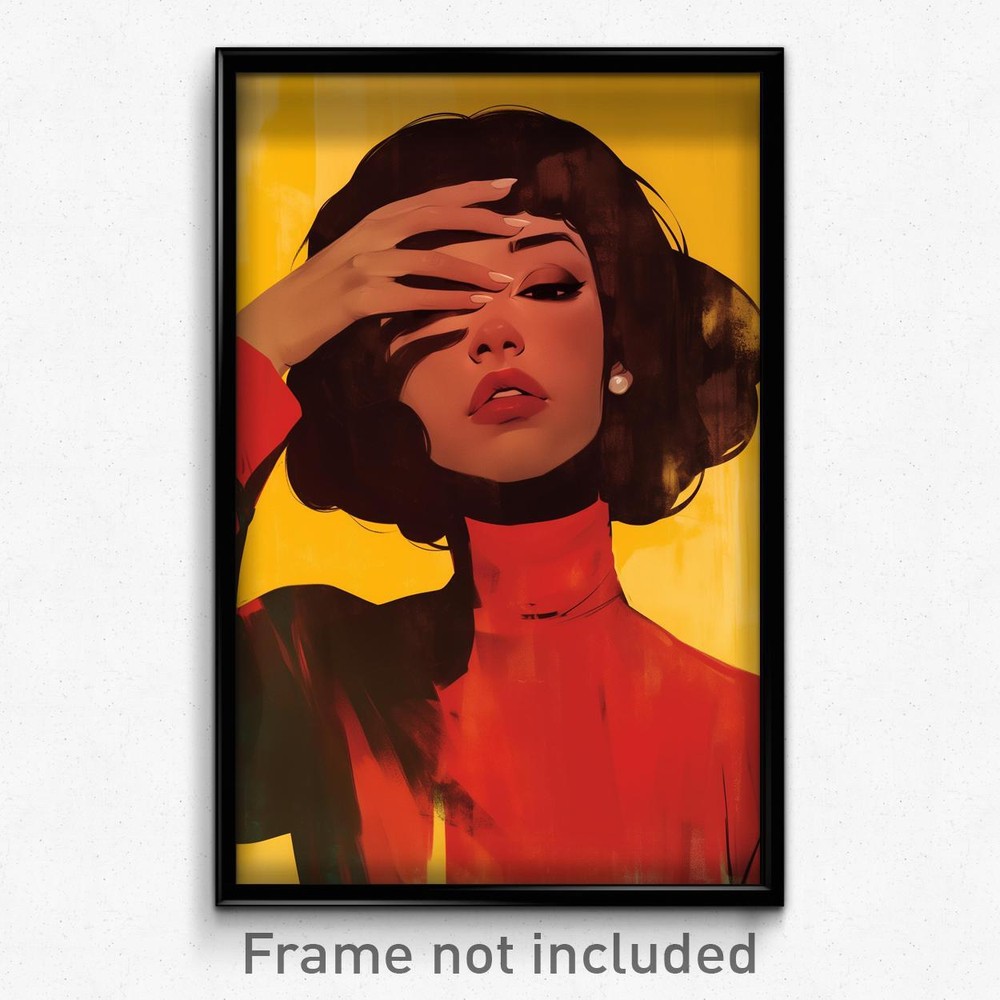 Sophisticated Spanish Movie Poster Art Print - Girl in Red Sweater Feeling Numb