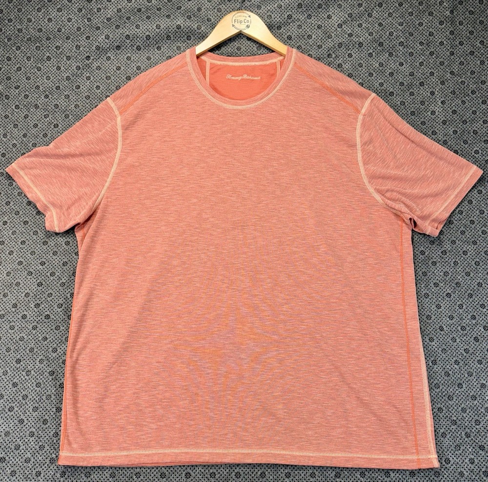 Tommy Bahama Shirt Men's XL Tencel Lyocel Orange Short Sleeve Pullover Tshirt