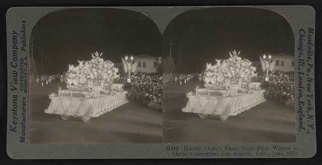 Harold Lloyd's float, first prize winner at Shrine Convention, Los Angeles,