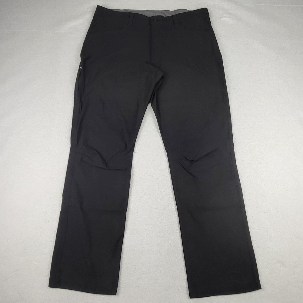 Eddie Bauer Tech Pants Mens 38x32 Black Stretch Nylon Spandex Outdoor Hiking Zip