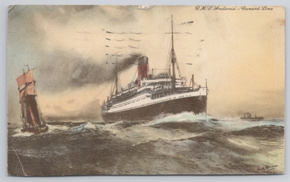 RMS Andania Cunard Line Cruise Ship Ocean Liner Vintage Postcard AK22