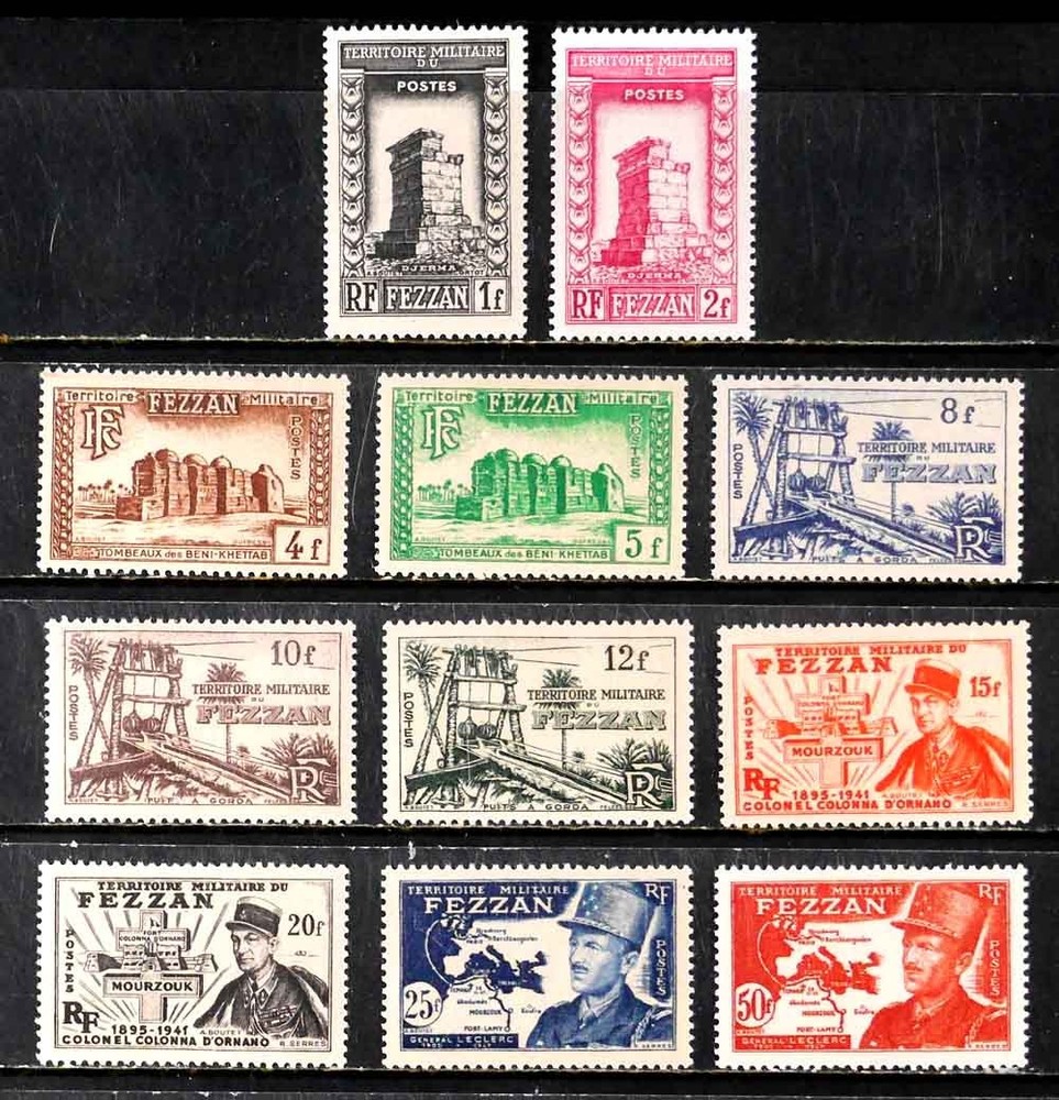 Libya, Fezzan, France: 1949 Stamps Most Mnh Set Sct#2N1-11 Cv $61 Sound