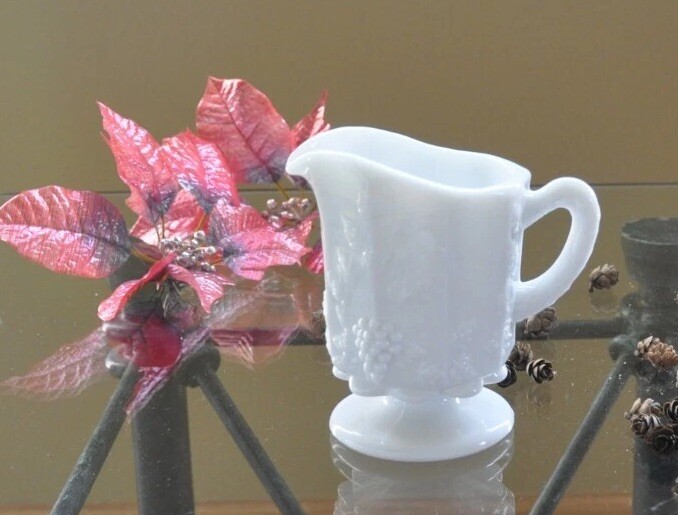 Westmoreland Mint Milk Glass 4 7/8 Inch Paneled Grape Creamer Pitcher