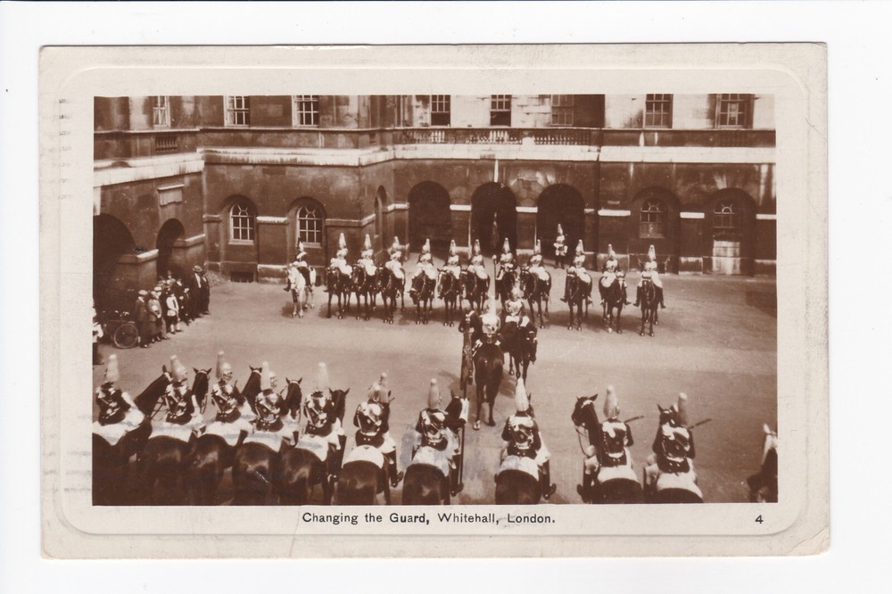 Changing The Guard Whitehall London England Horses RPPC Real Photo Postcard