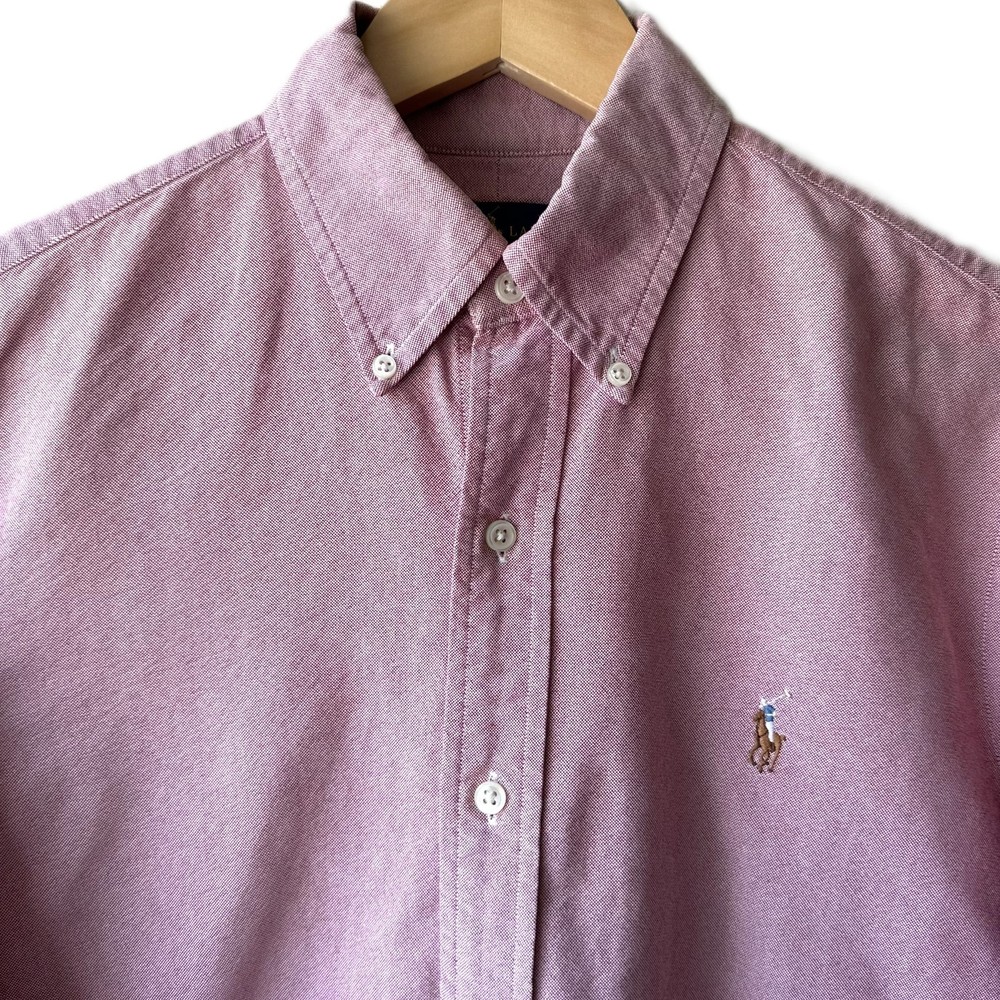 Ralph Lauren Custom Fit Oxford Button Down Shirt Men Small Pink Pony Long Sleeve
