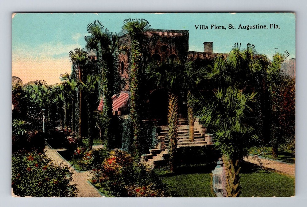 St. Augustine FL-Florida, Villa Flora Hotel Advertising Antique Vintage Postcard