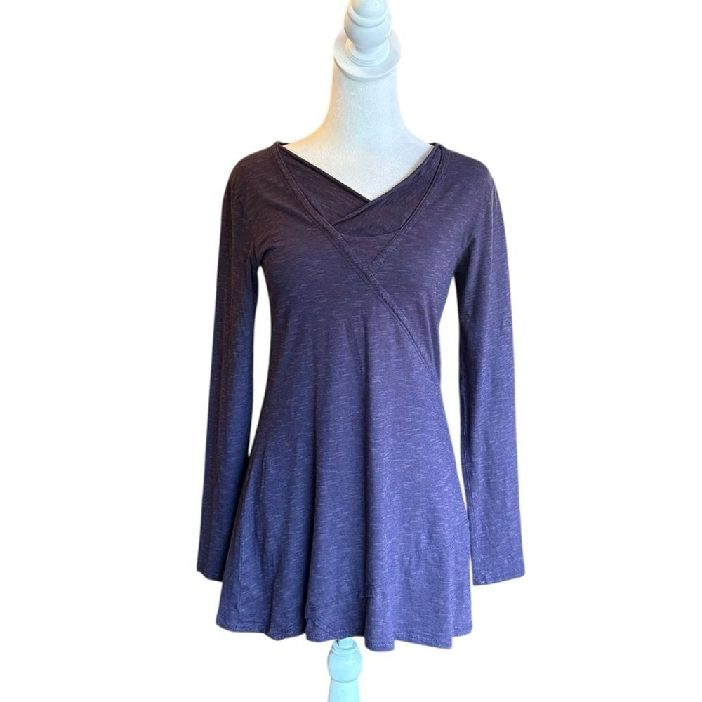 Horny Toad Tunic Top Deep Purple Long Sleeve V Neck Stretch Womens Size Small