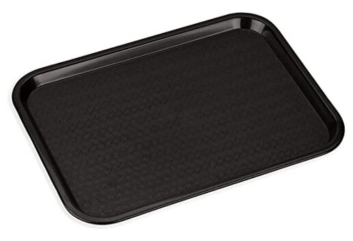 Black 14x18 Cafe Tray with Patterned Surface for Fast Food