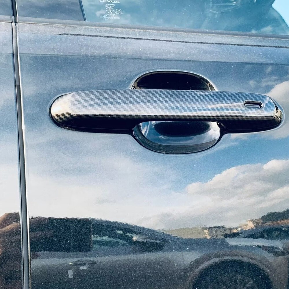 Fit Toyota Grand Highlander 2024 2025 Door Handle Cover Trims Carbon Fiber ABS