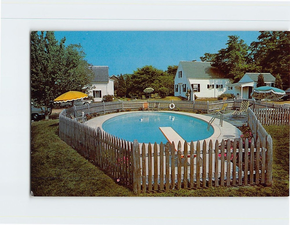 Postcard Pool View Clear View Motel & Cottages Cape Cod Massachusetts USA