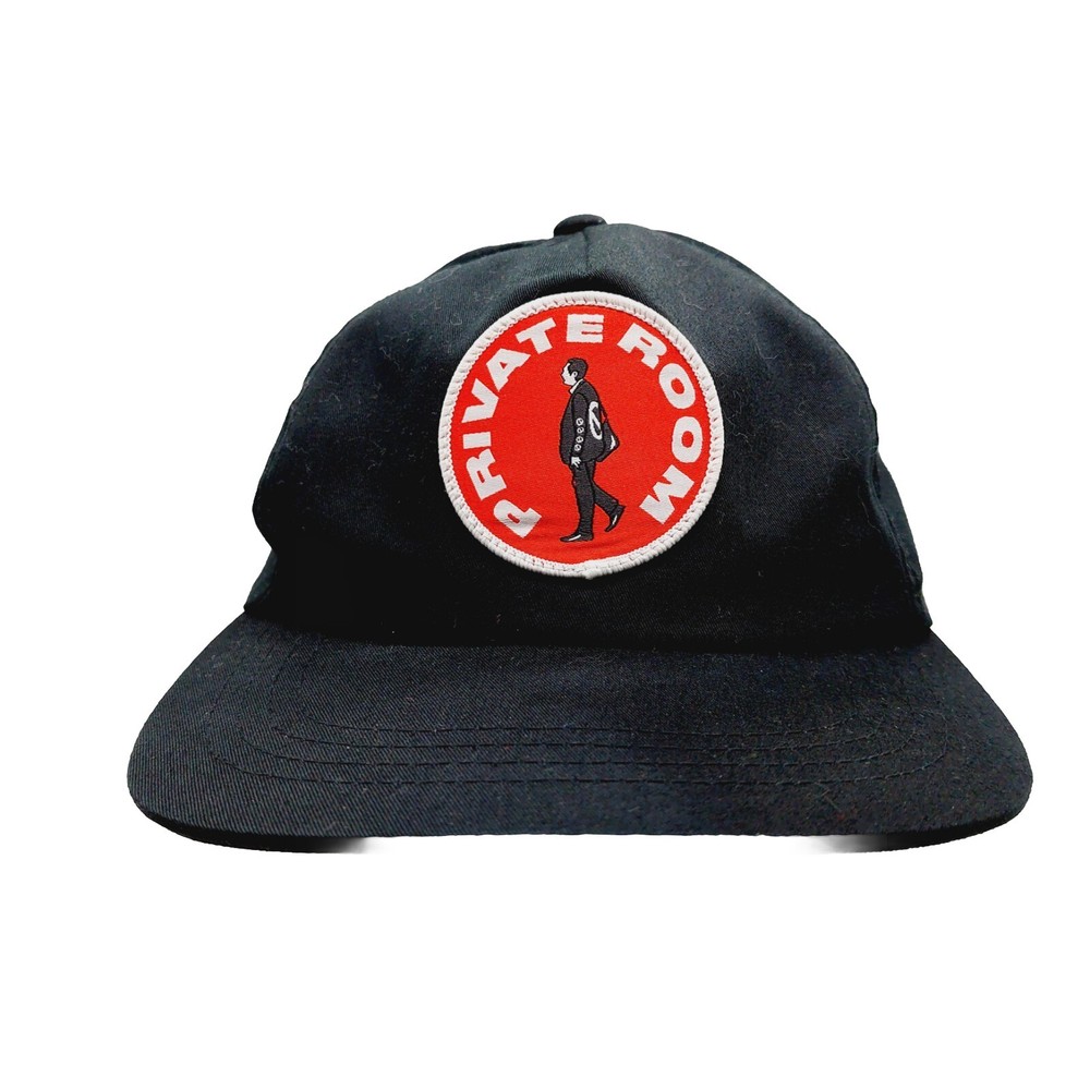 Private Room Snapback Hat Black Snapback Red Patch