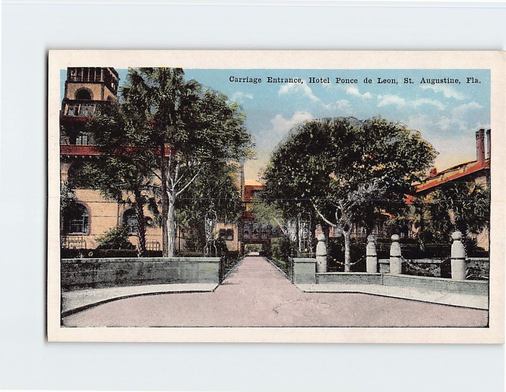 Postcard Carriage Entrance Hotel Ponce de Leon St. Augustine Florida USA