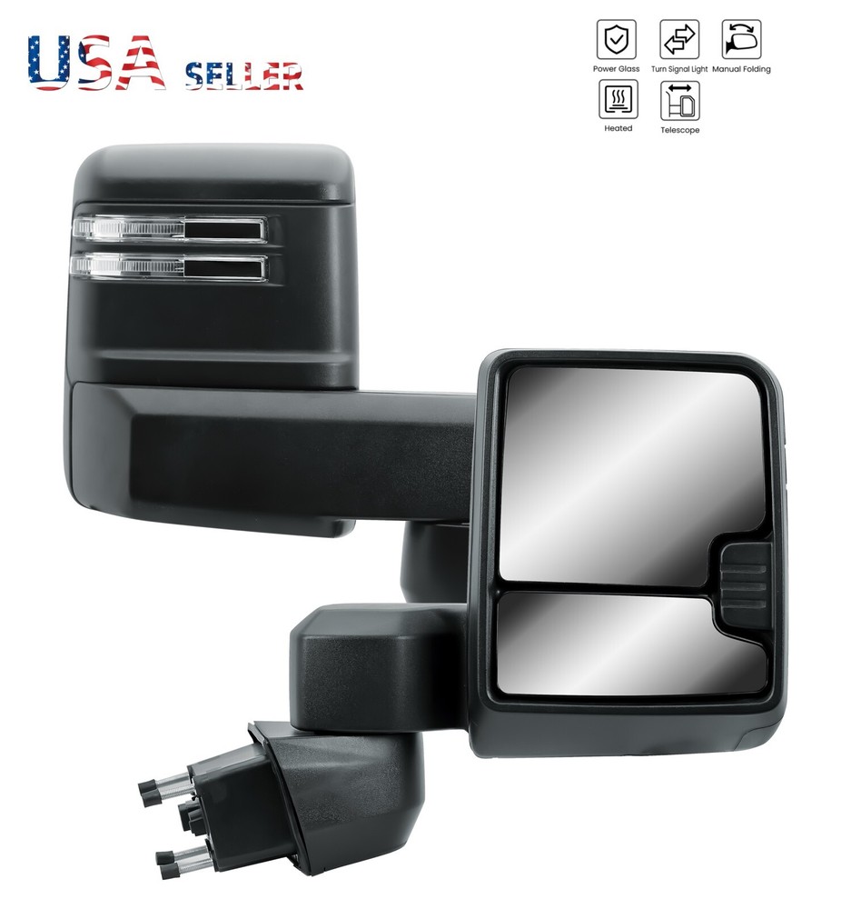 Passenger Right Side Tow Mirror Black for 19-24 Chevy Silverado/Sierra 2500 3500