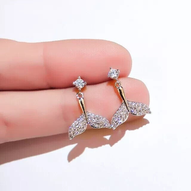 14K Gold Plated 925 Silver 1.20Ct Simulated Diamond Drop Earrings