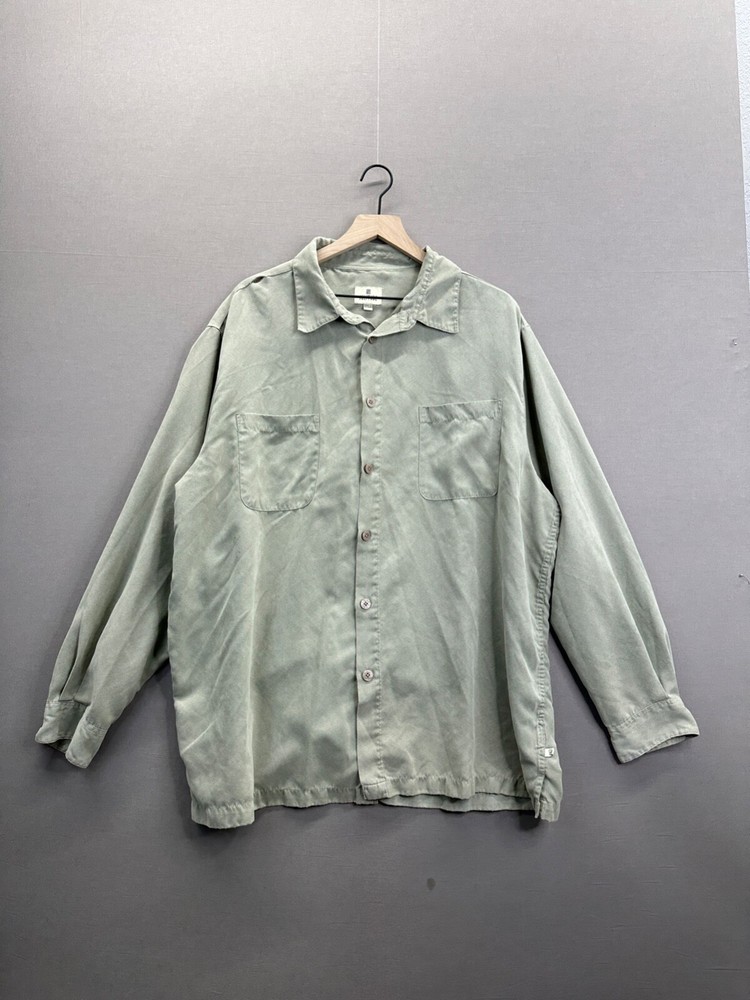 Solitude Mens Gray Shirt Solid Collared Button Down Long Sleeve Size XXL 