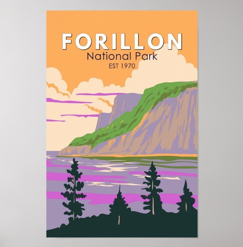 Forillon National Park Canada Travel Art Vintage Poster