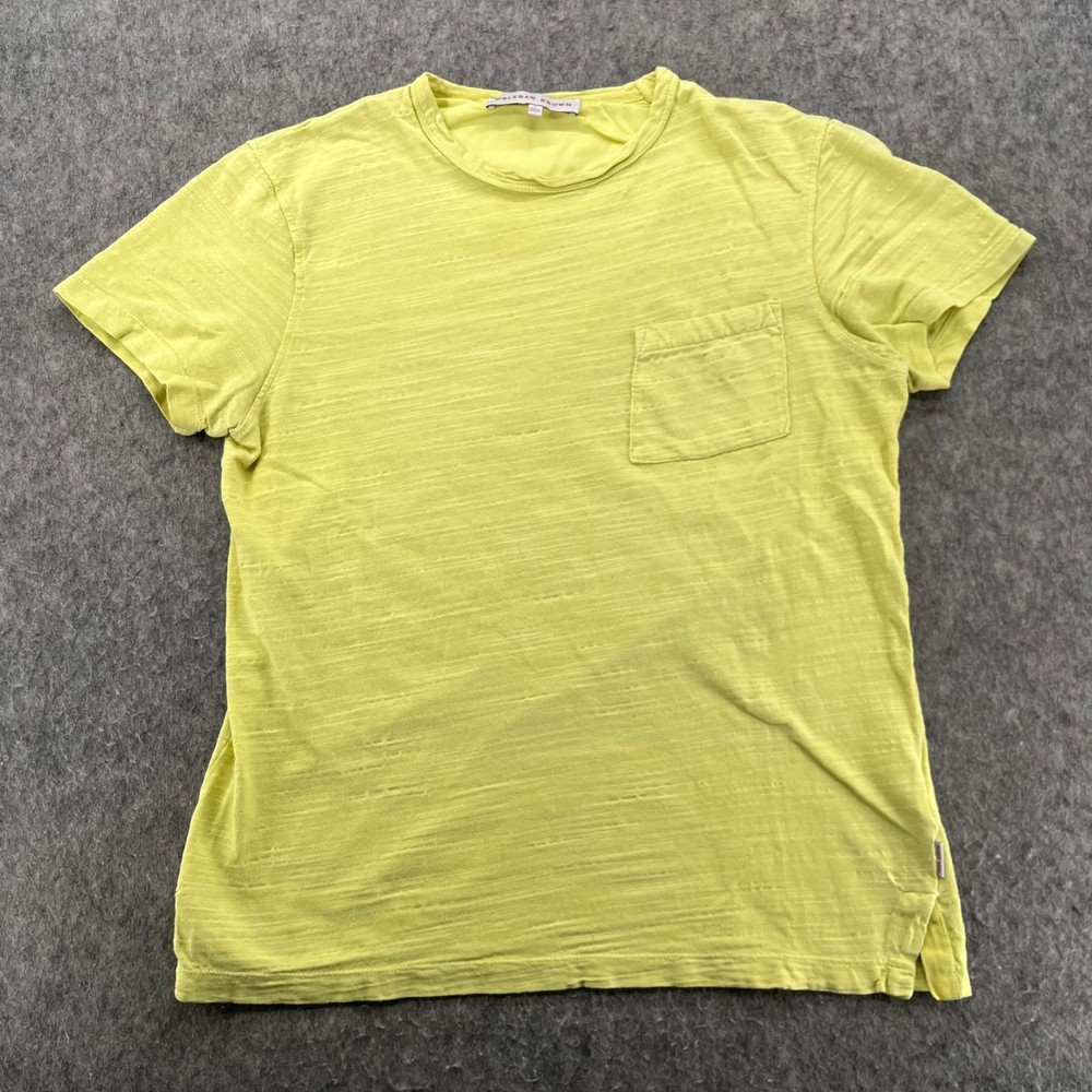 Orlebar Brown T Shirt Size M Yellow Sammy II Slub Cotton *Hole*