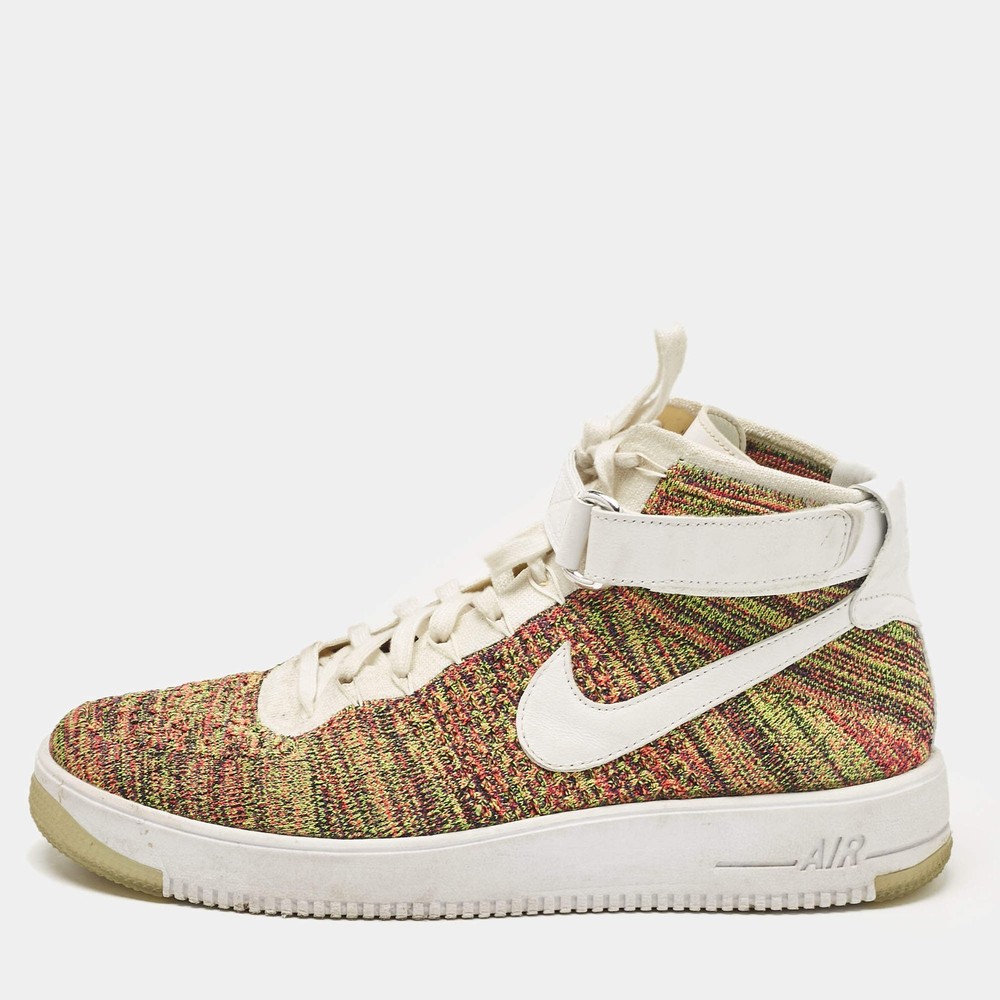 Air Jordans Multicolor Fabric and Leather Air Force High Top Sneakers Size 46