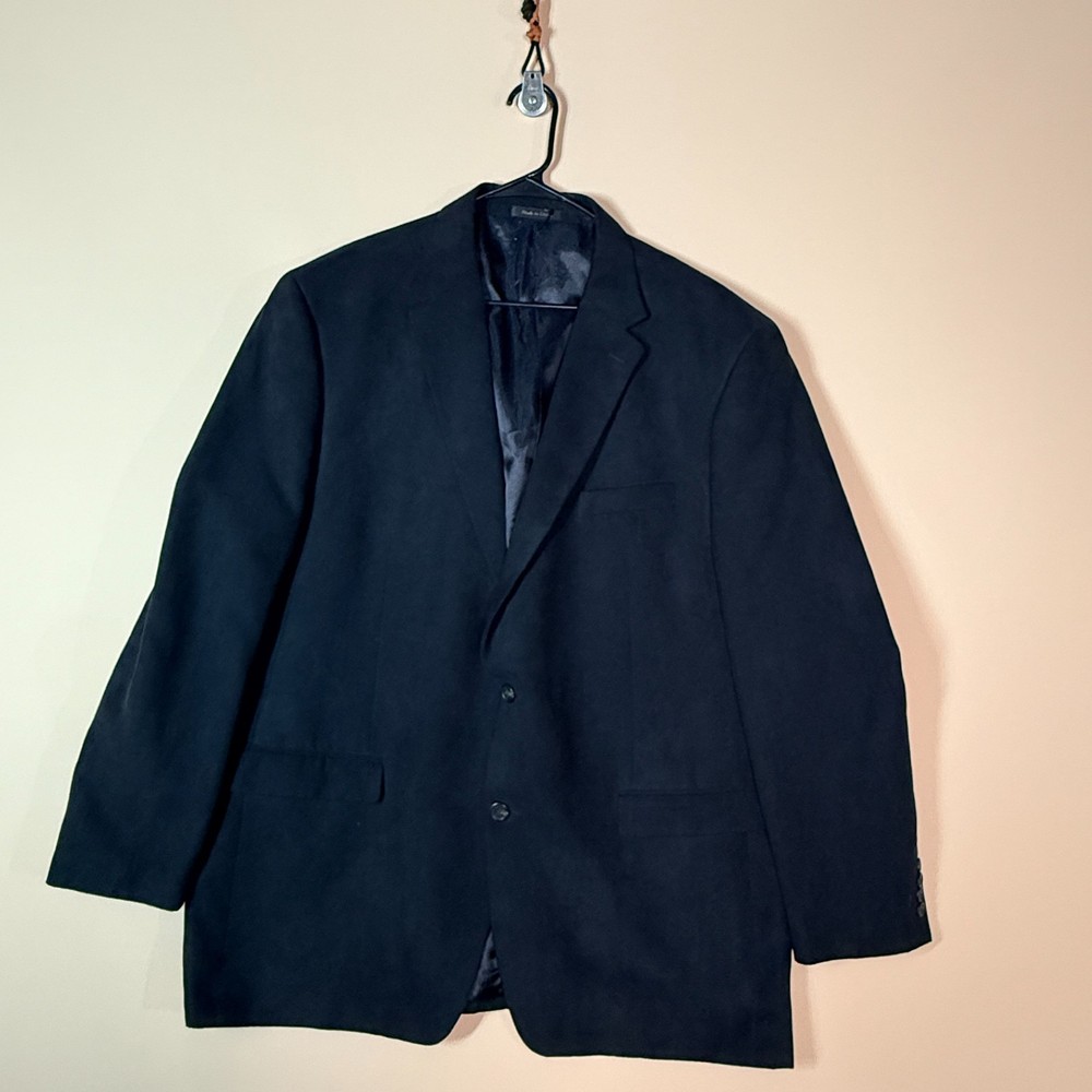 Chaps Ralph Lauren Black Velvet Blazer Suit Jacket Coat Men's Size 48L
