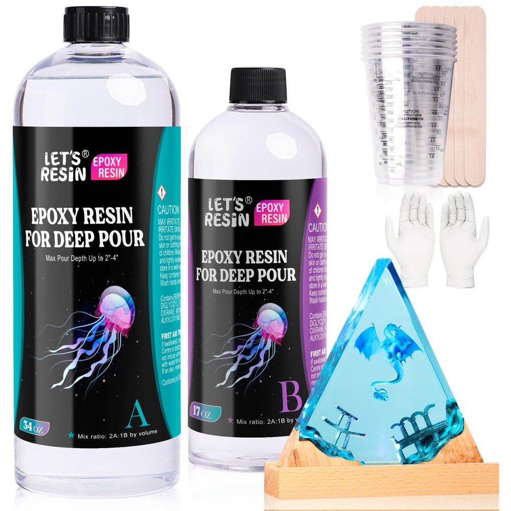 51oz Low Odor Bubble Free Epoxy Resin Kit for River Tables & Art Crafts