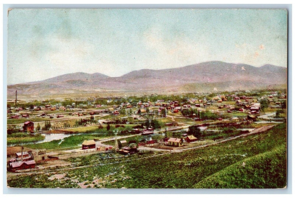 c1910 Pocatello Idaho Vintage Postcard Bird's Eye View Town Unposted
