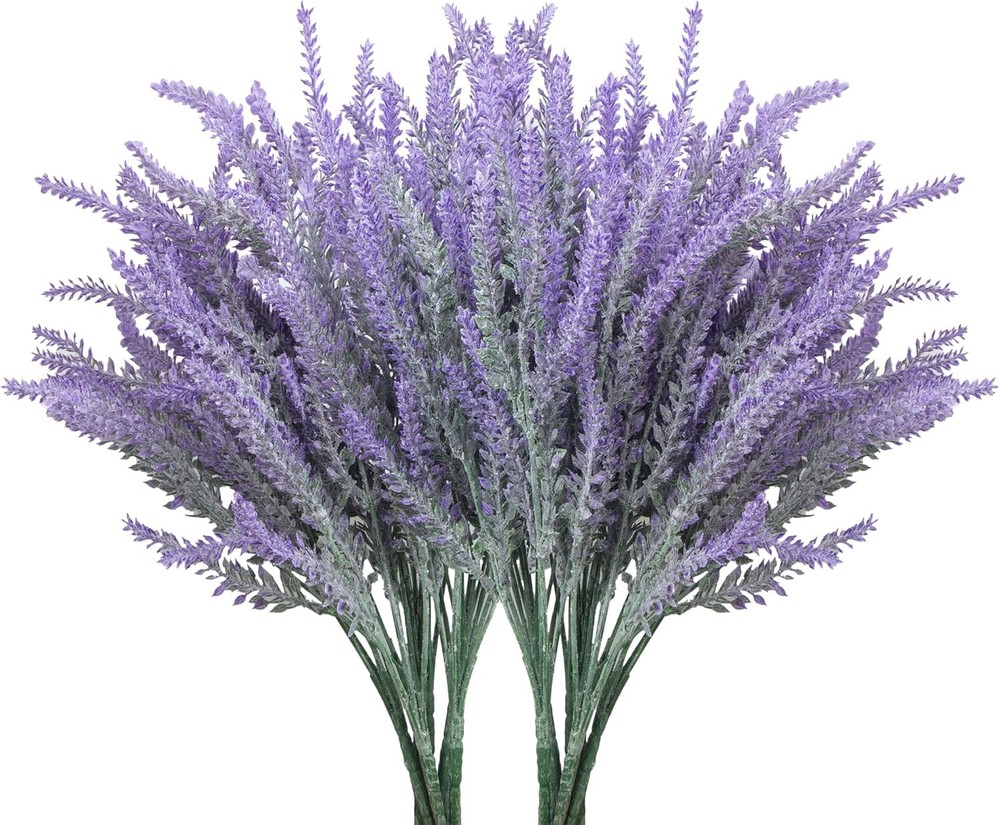 10 Bundles Fake Flowers Artificial Lavender Faux Plastic Plants Purple Flowers