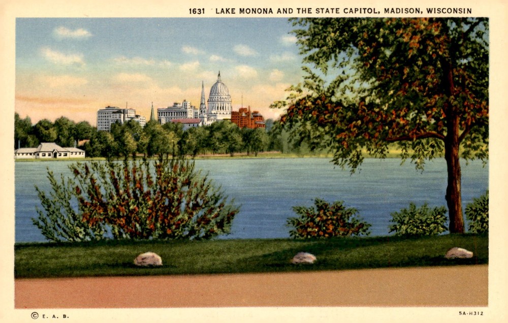 Lake Monona and State Capitol, Madison, Wisconsin Postcard